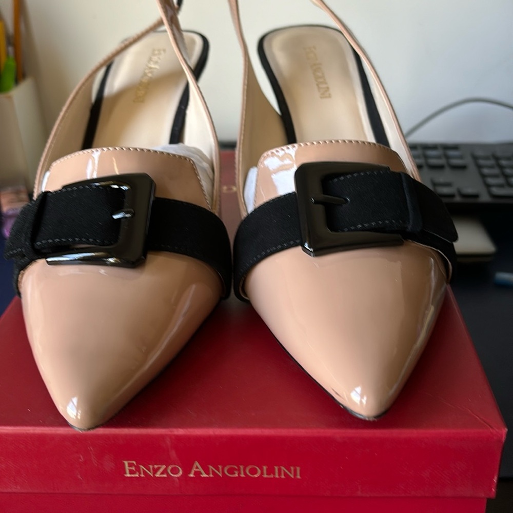Enzo Angelini  Nude/Black sling back